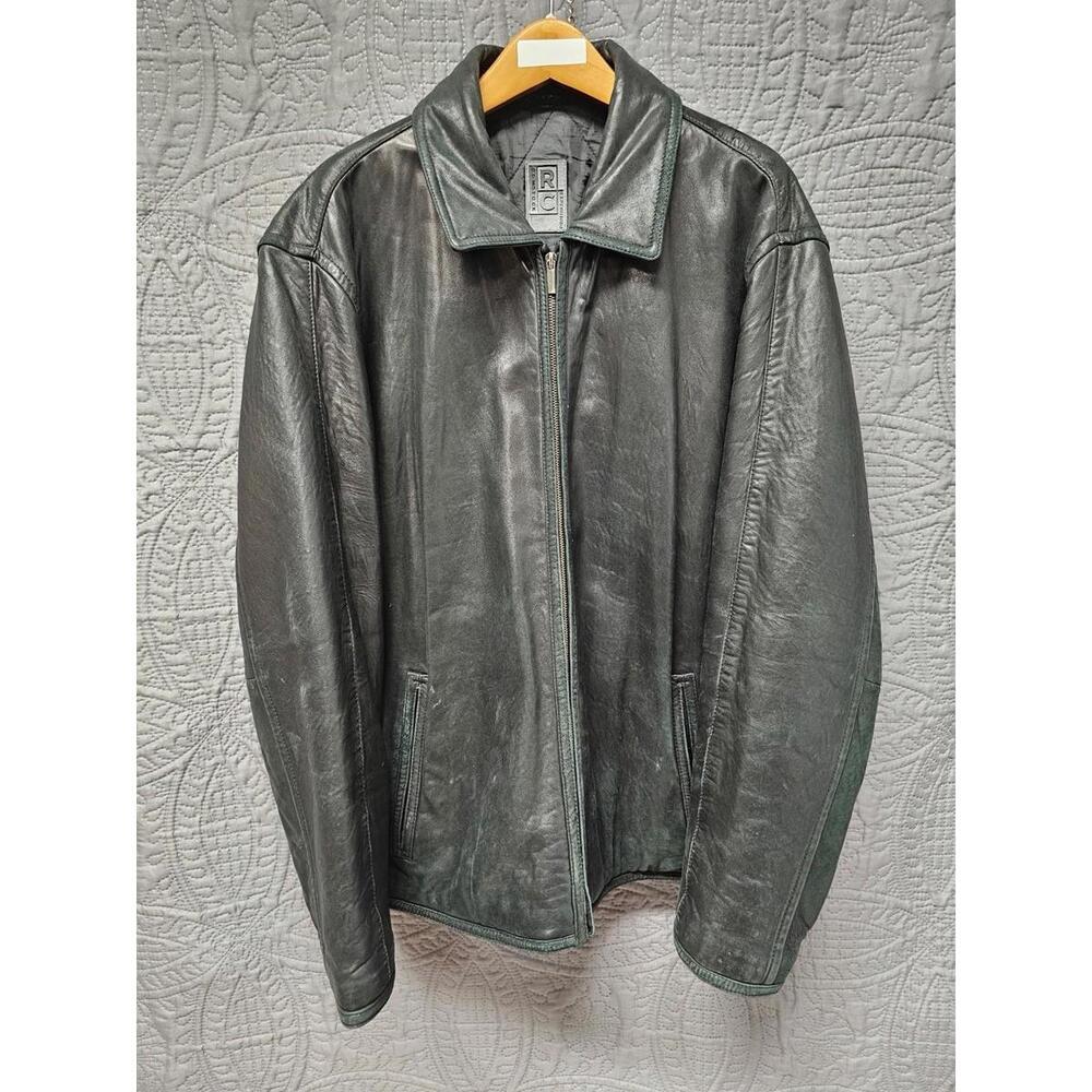 RC Robert Comstock Expedition Mens Black‎ Leather  Jacket Size XL